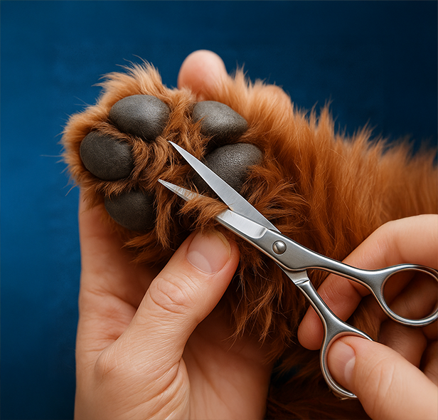 Corte de pelos entre las patas